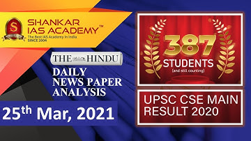 The Hindu Daily News Analysis || 25th March 2021 || UPSC Current Affairs || Prelims 2021 & Mains
