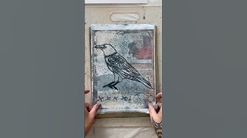 Stunning Gelli Print with Bird Stencil and Layered Texture