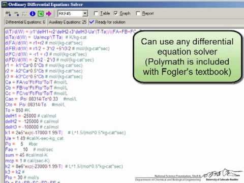polymath software multiple reactions