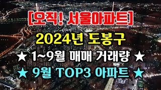 도봉구아파트 1~9월 매매거래량. 9월 TOP3 아파트