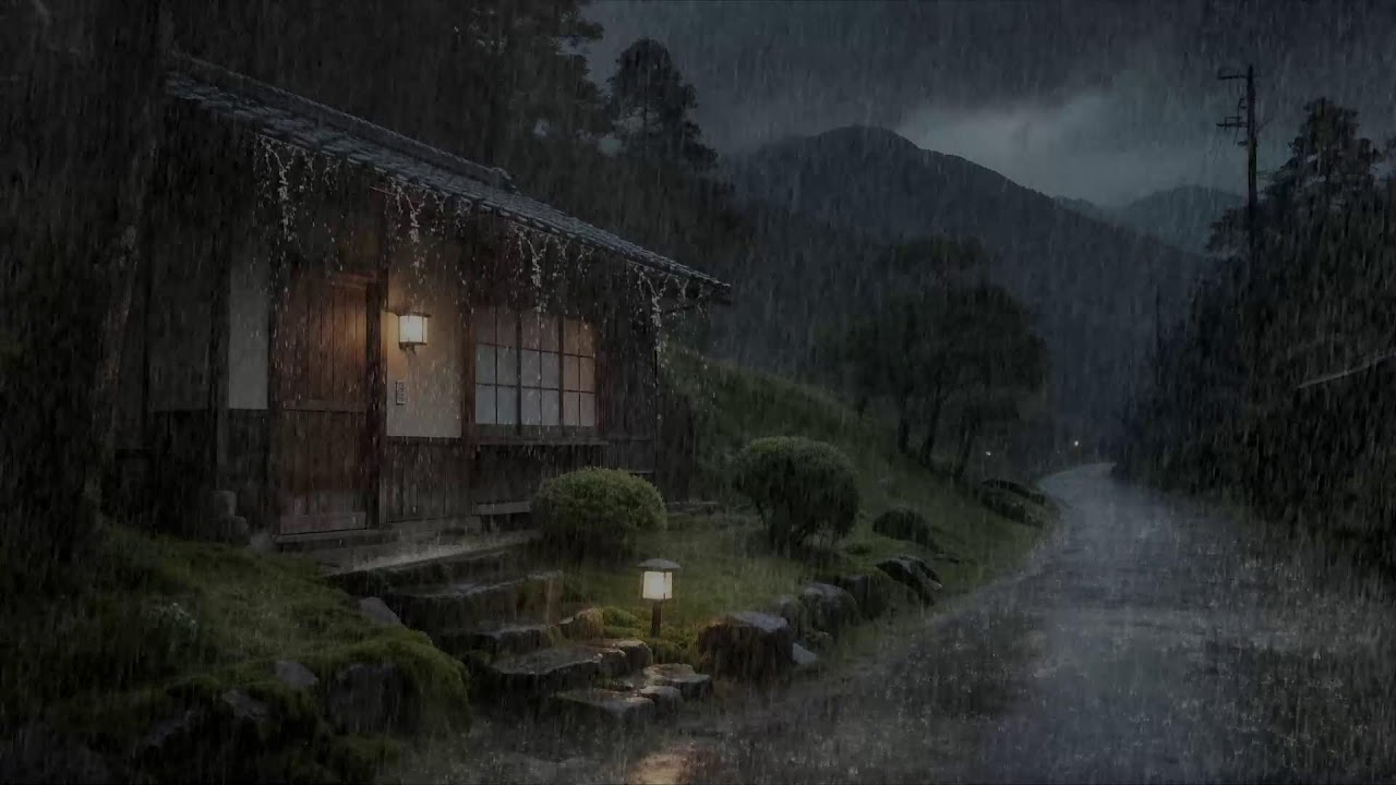 Calm Mind Rain Sounds Over Countryside Cabin for Deep Sleep and Serenity