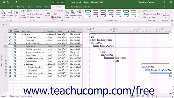 Project 2016 Tutorial Applying Bar and Gantt Chart Styles Microsoft Training