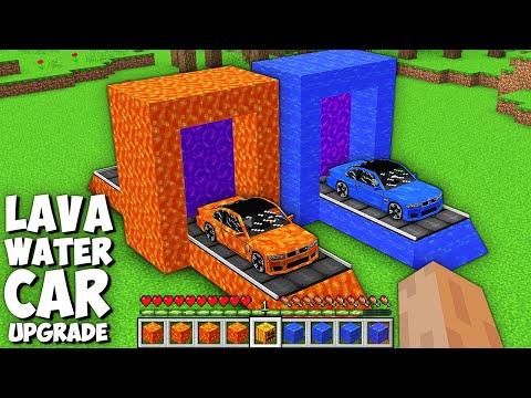 Which CAR IS BETTER LAVA VS WATER in Minecraft ? LAVA WATER PORTAL for UPGRADE CAR in Minecraft !