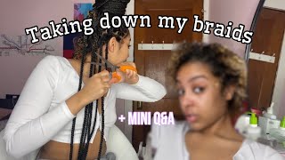 Take down my braids with me + Mini Q&A | 6 month big chop update