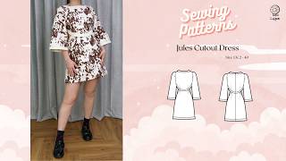 Jules Cutout Dress Sewing Video // Digital PDF Sewing Pattern Size UK 2-40 // Luyion