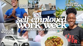 Self-Employed Work Week in my Life 04 | Hiring an Assistant, On-Site Client Work + Car Shopping