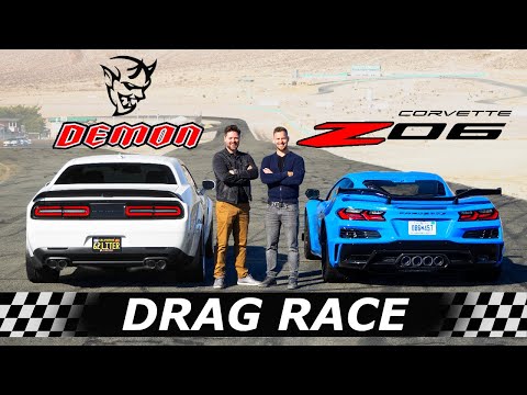 2023 Corvette Z06 vs Dodge Demon // DRAG & ROLL RACE