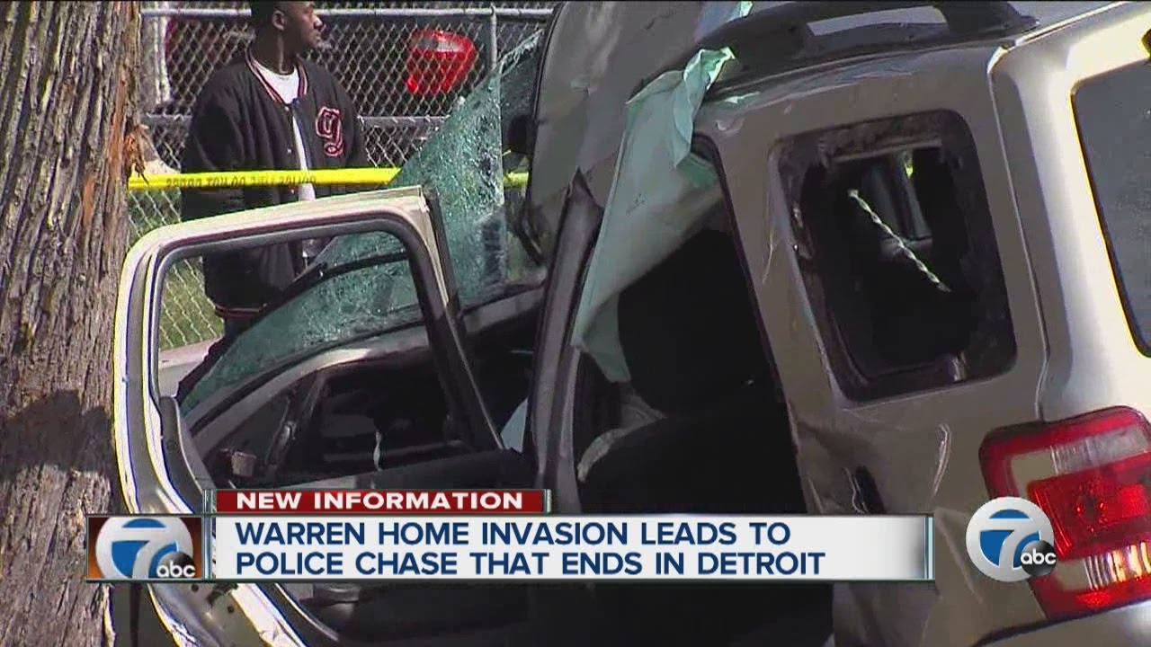 Warren home invasion leads to police chase that ends in Detroit - YouTube
