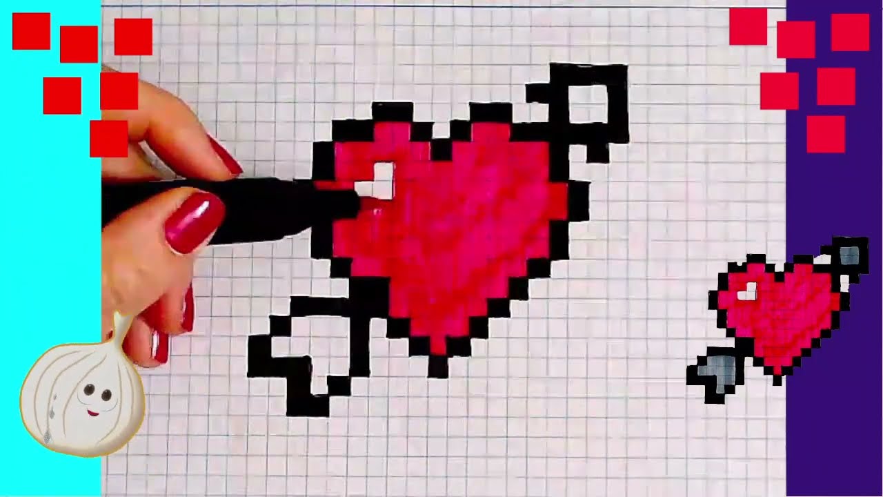 Dessin in Pixel Art. Comment Dessiner coeur - YouTube