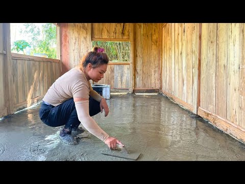 Kitchen concrete floor finishing process. Work diligently alone - Build and renovate farms
