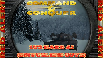 Command And Conquer Red Alert Skirmish 1v3 Hard (Map: Smugglers Cove) RTS Soviet Gameplay PC