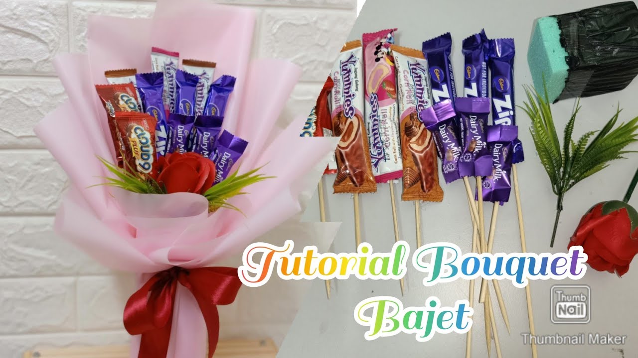 Tutorial Bouquet Bajet Easy Wrapping Chocolate Bouquet Youtube