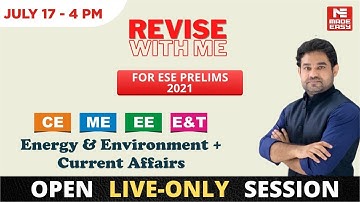Revise With ME | ESE Prelims 2021 | Environment + Current Affairs| CE,ME,EE,E&T | By A .P. Singh Sir