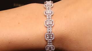 #86640 | Baguette and Round Brilliant Claw Set Diamond Bracelet | Set in 18ct White Gold