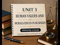 BUSINESS ETHIC AND HUMAN VALUES | UNIT 3 | HUMAN VALUES AND MORAL ISSUES IN BUSINESS | B.COM