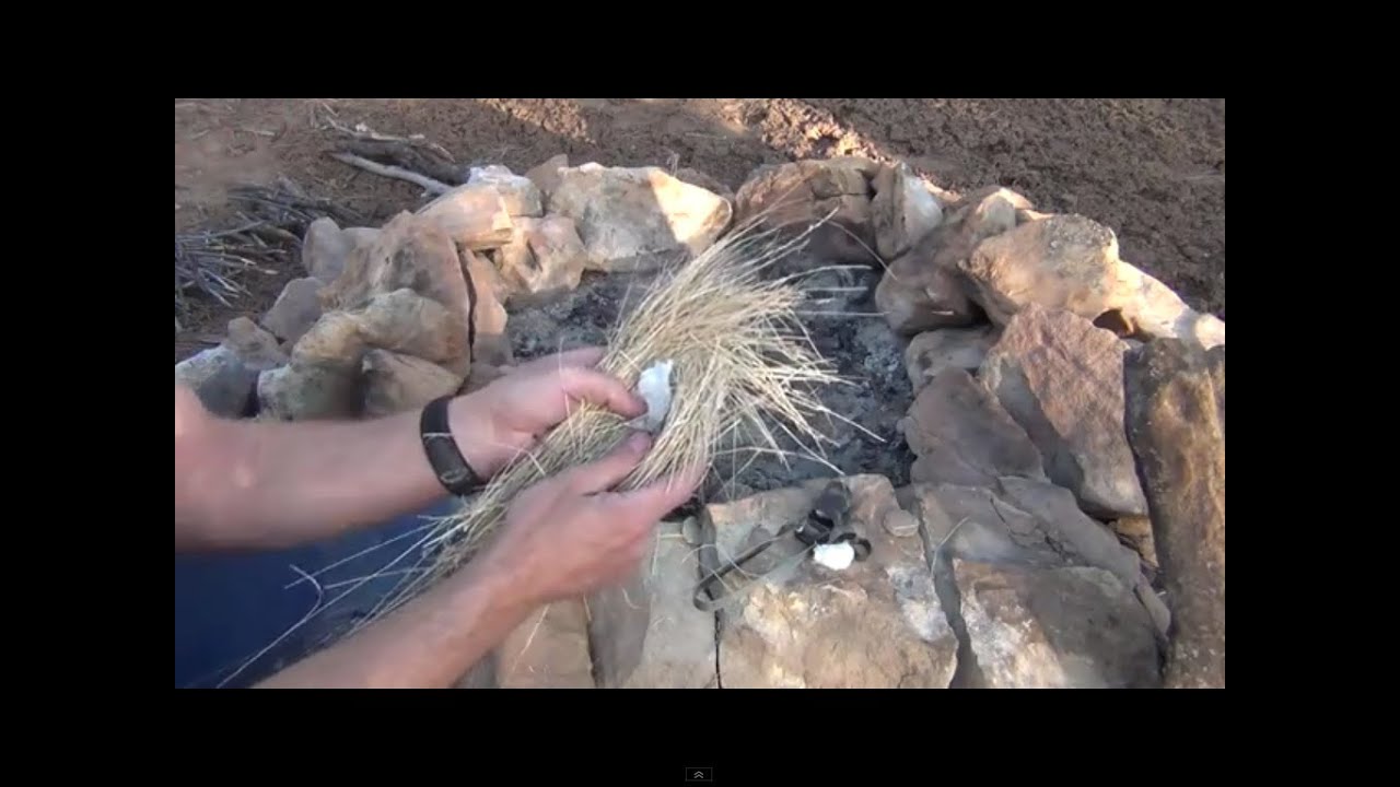 Fire 1 Starting a fire with a spark and a cotton ball soaked in