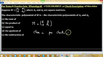 cg psc 2016 characteristic polynomial upper diagonal block matrix assistance professor mathematics