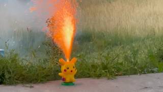 Small pikachu throwing big flames, Fourth of July