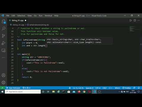 01. String_01. Program to check whether a string is Palindrome or not.