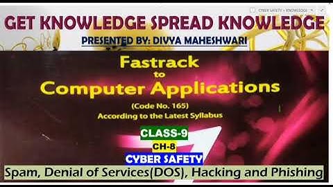 FASTRACK TO COMPUTER APPLICATIONS PART-3 CLASS-9 CH-8 CYBER SAFETY
