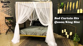 4 Corner Post Canopy Bed Curtain, Romantic Bedroom Decoration for Queen, King and Cal King Size