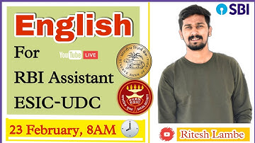 English For RBI Assistant || ESIC UDC By Ritesh 🔥#rbi #banking
