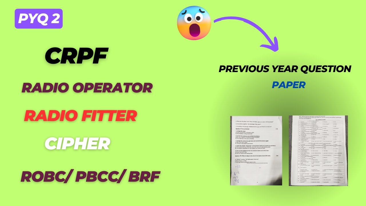 PYQ 2 : Previous year questions Paper For crpf Radio operator / Cipher ...