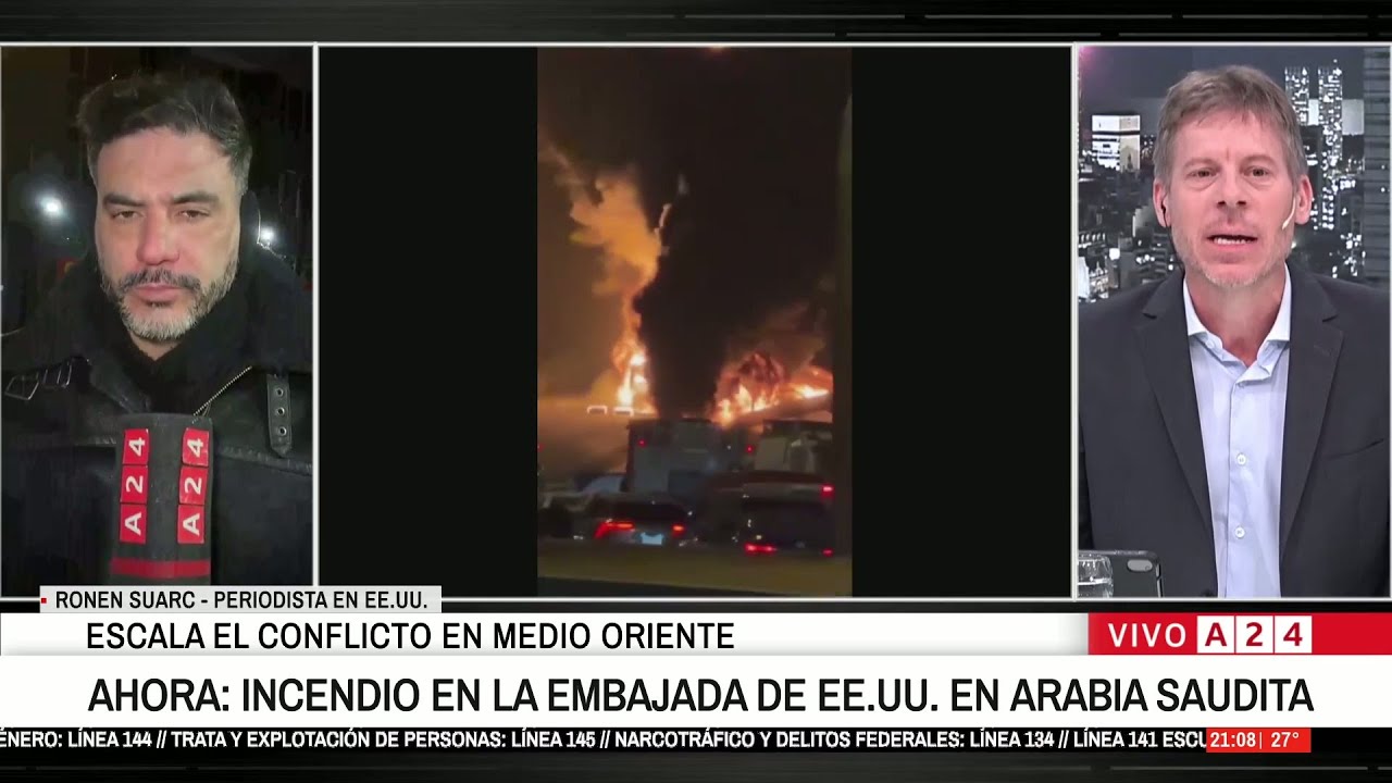 🚨AHORA: INCENDIO EN LA EMBAJADA DE EE.UU. EN ARABIA SAUDITA