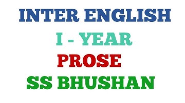 Inter English 1st year Prose #ssbhushan #ssbhushanenglish #ssbhushangrammar #SSB