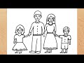 Family drawing for kids||how to draw simple family||family with 4 members||family easy drawings