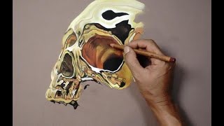 How to Draw GOLDEN SKULL With Soft Pastel Pencils screenshot 4