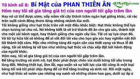 Tờ kinh số 8 Hôm nay tôi sẽ gia tăng giá trị con người tôi gấp trăm lần - Bí mật của Phan Thiên Ân