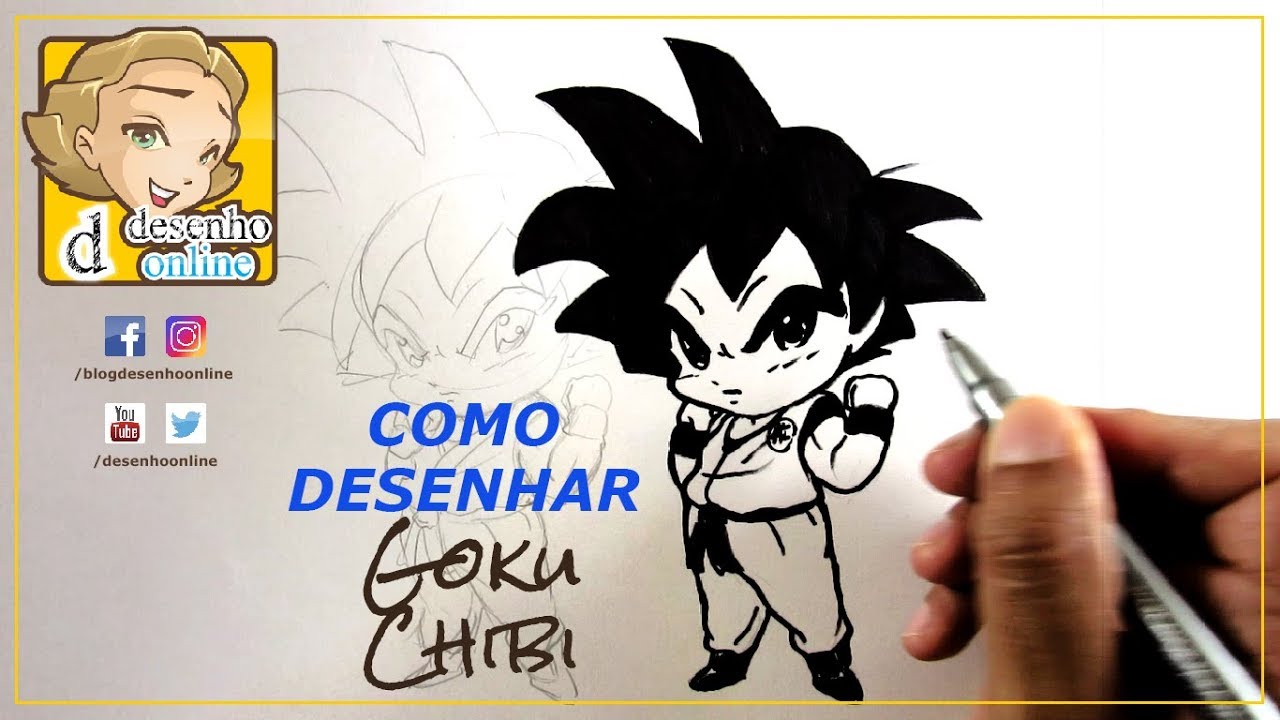 Como desenhar Goku chibi passo a passo