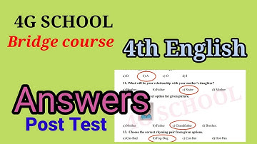 4th Class| English |Bridge Course| Post Test| question and answers| solved|