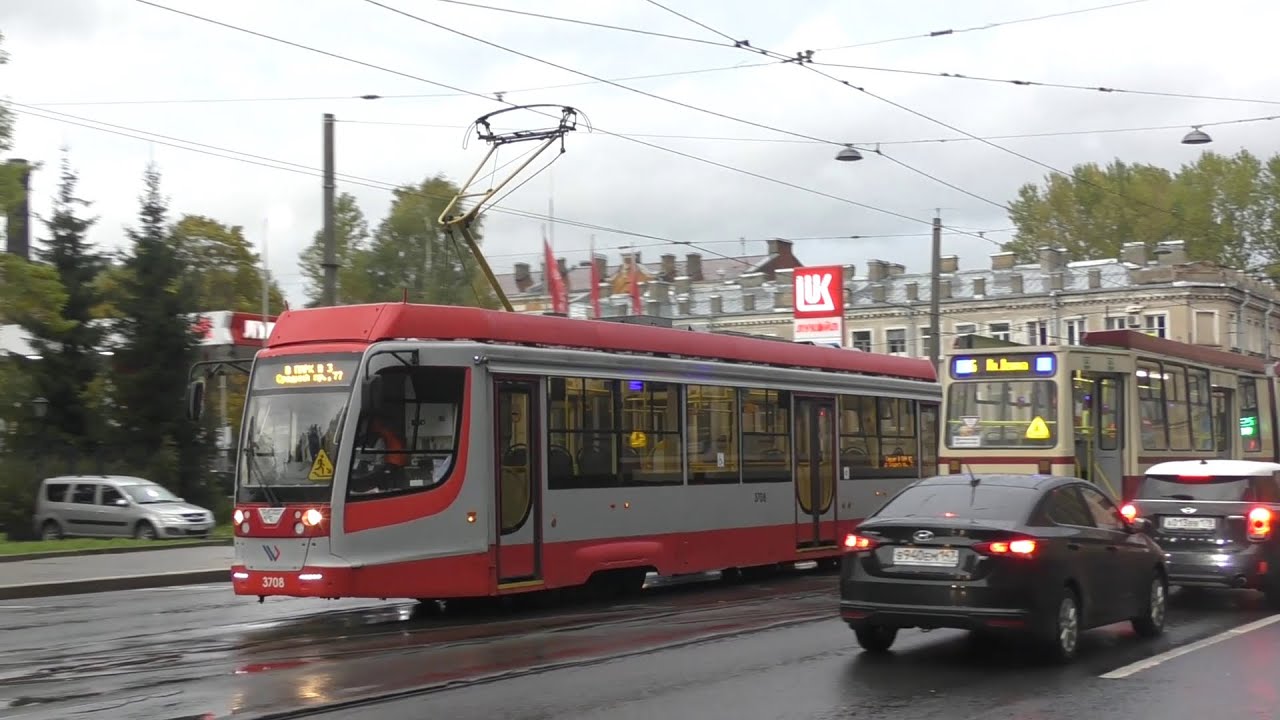 Трамвай ЛВС-86М2 (71-86М2) №3210 и КТМ-23 (71-623-03) №3708 в Санкт ...