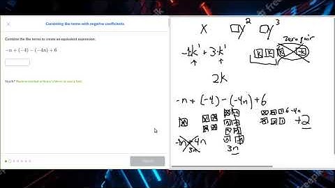 Khan Academy 7th grade Expressions Combining like terms with negative coefficients