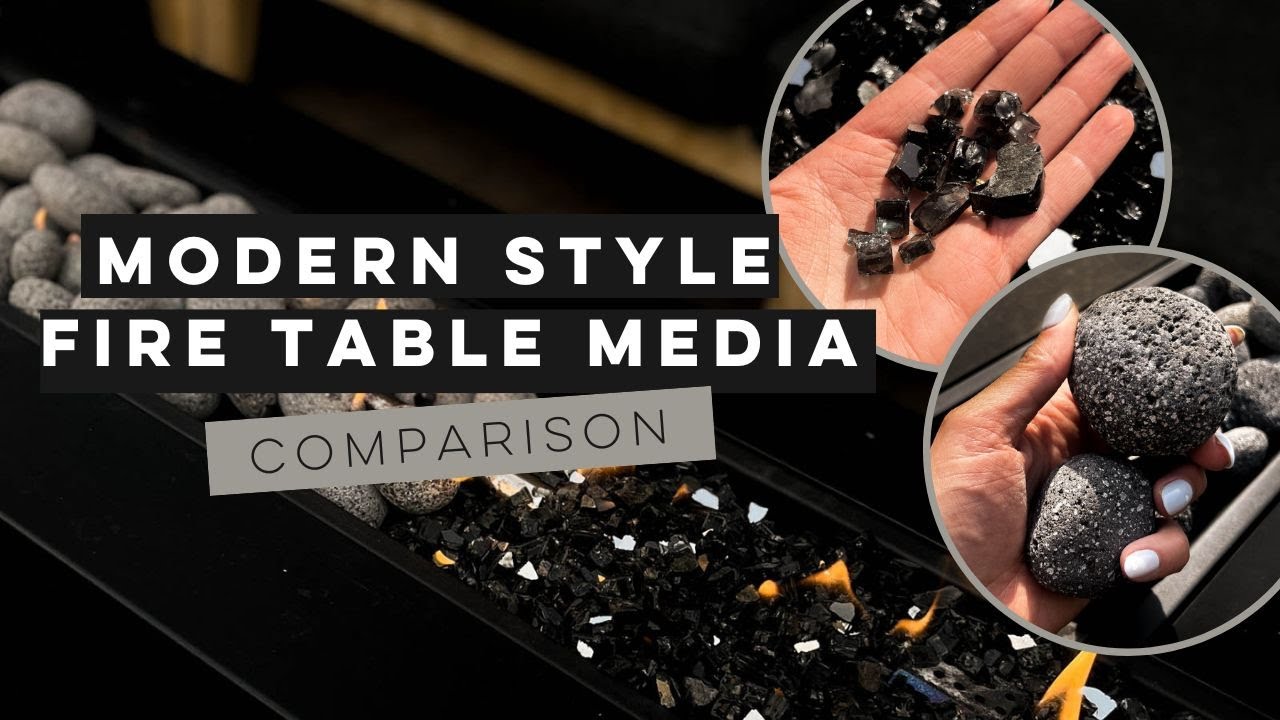 Reflective Fire Glass Vs Lava Rock Comparison Modern Fire Table Media