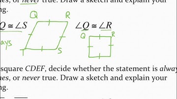 Always/Sometimes/Never statements about properties of quadrilaterals