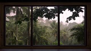 4K FAKE WINDOW : 2 HOURS  ⛈ 😴  JUNGLE Rain &amp; Thunder  😴 ⛈ FOR PROJECTOR