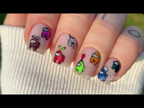 among us nails youtube nail art easy design lakier do paznokci weganski