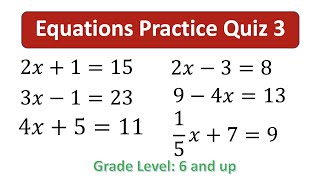 EQX03 Solving Equations - Worked Examples 3