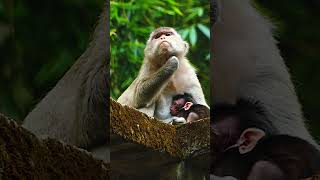 Monkey just born 2 dyas &amp; Mom take care altime Small monkey lovely #Shorts  #Monkey 6