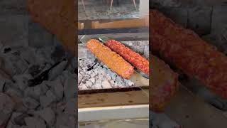 Cam şişten kebap yapımı