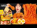 ASMR MUKBANG| 편의점 직접 만든 핵불닭 떡볶이 양념치킨 김밥 디저트 먹방 & 레시피 FRIED CHICKEN AND Tteokbokki EATING