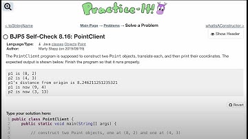 Java Practice It | Self-Check 8.16 PointClient | classes, object, points