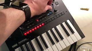 Patching a breadboard VCO into a Korg Monologue