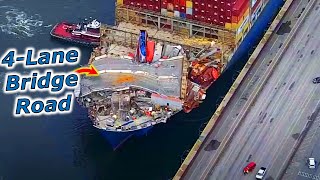 MORE Video 4K: Moving Dali Ship Key Bridge Collapse Site