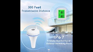 Wireless Pool Thermometer, Floating Pool Thermometer IPX7 Fully-Sealed Technology Waterproof.