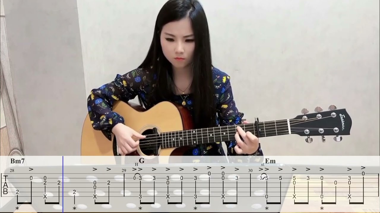 《西海情歌》动态TAB吉他谱 /北尚吉他-黑猫