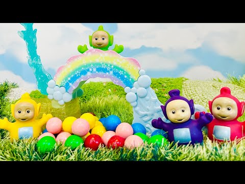 Learning Colors with GUMBALLS and Teletubbies Toys Rainbow Slide @TinyTreasuresandToys